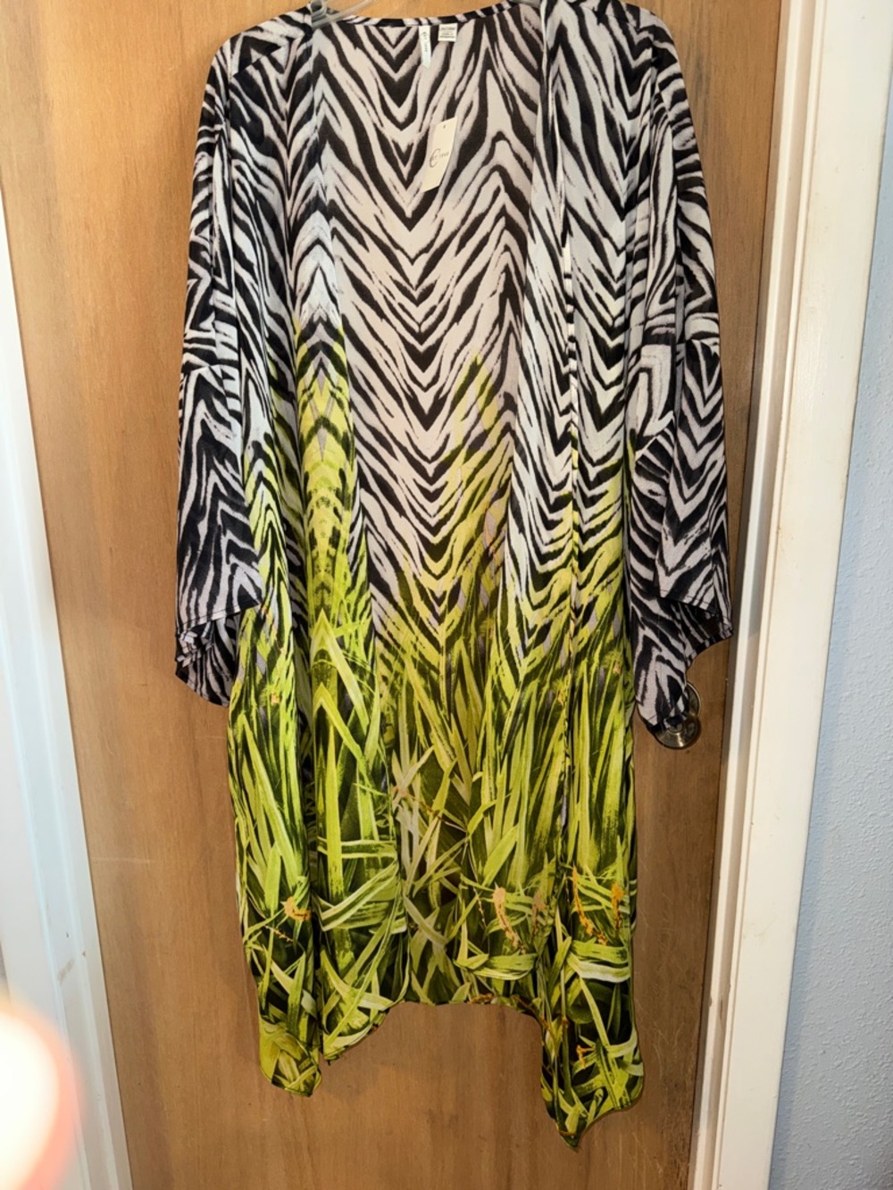 NWT C. EST. 1946 Wildlfe Zebra Print Sheer Kimono Swim Cover Up 26/28W